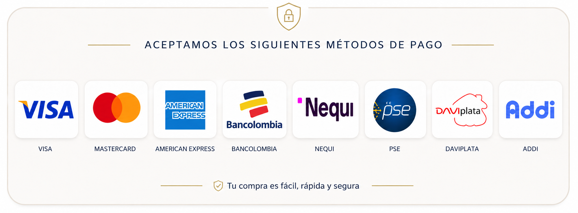 Métodos de pago aceptados