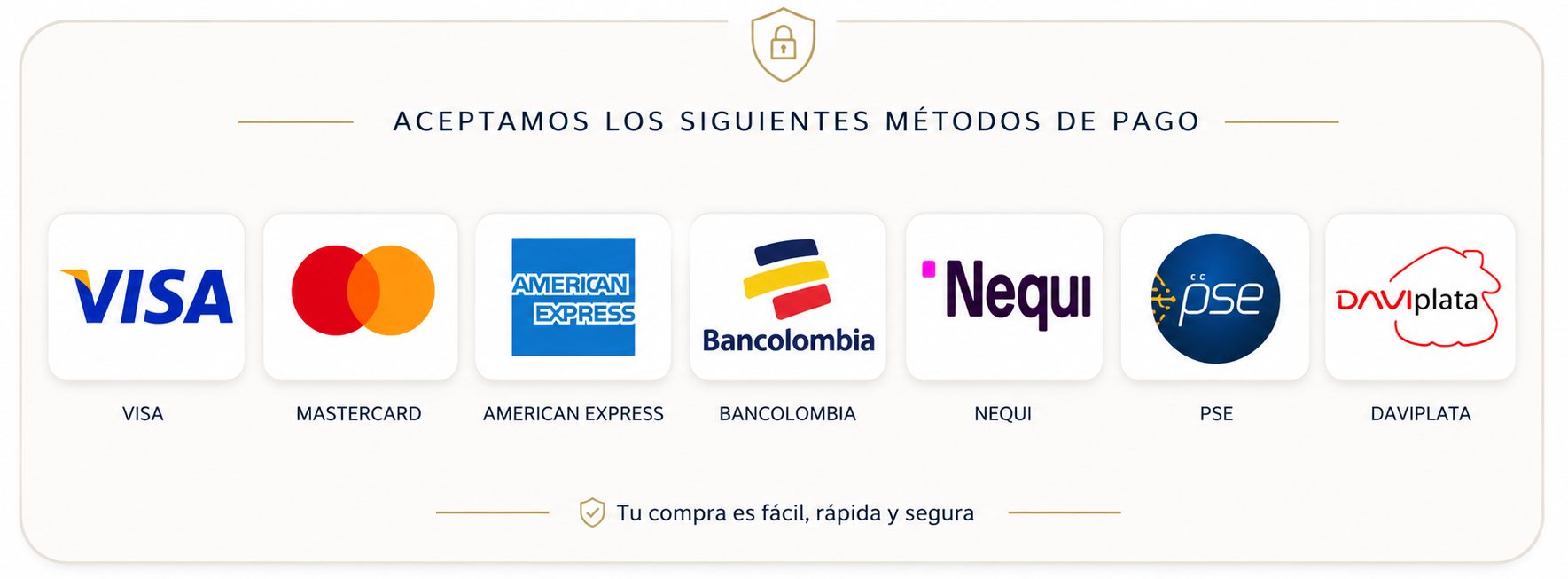 Métodos de pago aceptados